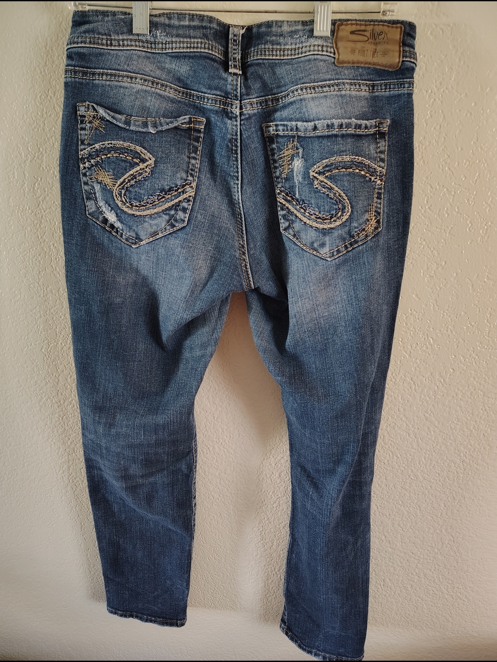 Silver Jeans Distressed Medium Blue Boyfriend Jeans - Picture 2 of 4